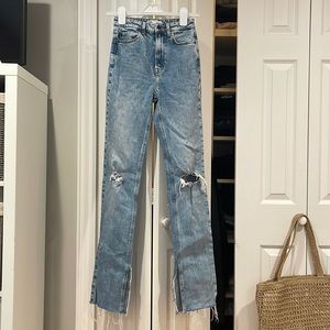 Zara high waisted flare jeans with slit
